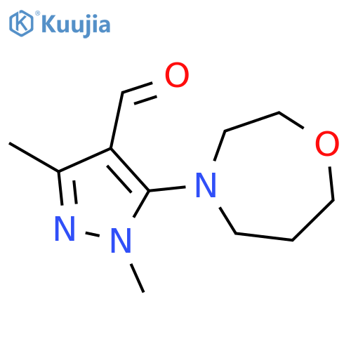 1H-Pyrazole-4-carboxaldehyde,1,3-dimethyl-5-(tetrahydro-1,4-oxazepin-4(5H)-yl)- structure