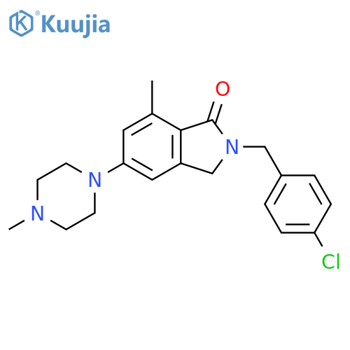1H-Isoindol-1-one,2-[(4-chlorophenyl)methyl]-2,3-dihydro-7-methyl-5-(4-methyl-1-piperazinyl)- structure