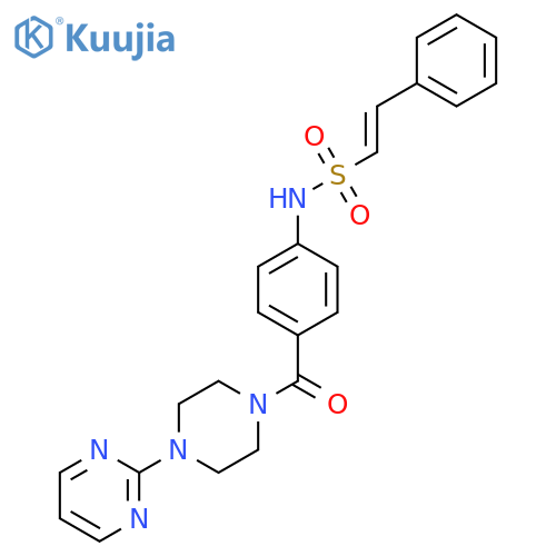 2-phenyl-N-{4-[4-(pyrimidin-2-yl)piperazine-1-carbonyl]phenyl}ethene-1-sulfonamide structure