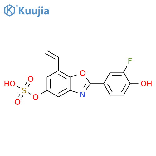 5-Benzoxazolol, 7-ethenyl-2-(3-fluoro-4-hydroxyphenyl)-, 5-(hydrogensulfate) structure