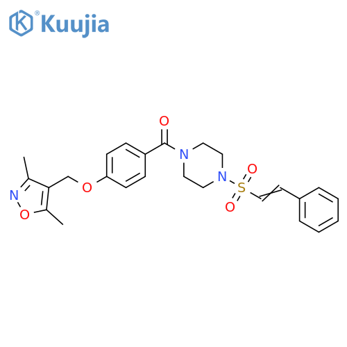 [4-[(3,5-Dimethyl-4-isoxazolyl)methoxy]phenyl][4-[(2-phenylethenyl)sulfonyl]-1-piperazinyl]methanone structure