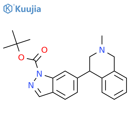 1H-Indazole-1-carboxylic acid,6-(1,2,3,4-tetrahydro-2-methyl-4-isoquinolinyl)-, 1,1-dimethylethyl ester structure