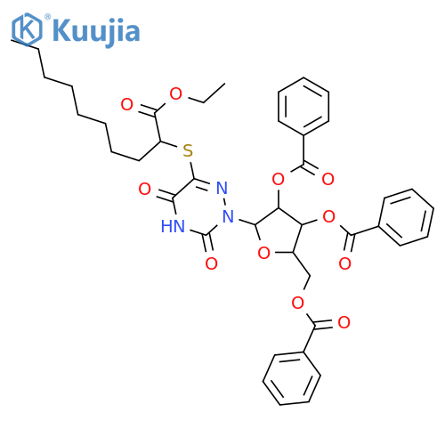 [3,4-Dibenzoyloxy-5-[6-(1-ethoxy-1-oxodecan-2-yl)sulfanyl-3,5-dioxo-1,2,4-triazin-2-yl]oxolan-2-yl]methyl benzoate structure