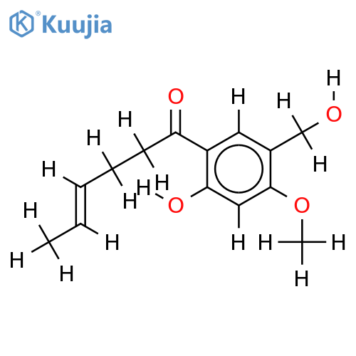 1-(2'-hydroxy-4'-methoxy-5'-hydroxymethylphenyl)-E-4-hexen-1-one structure