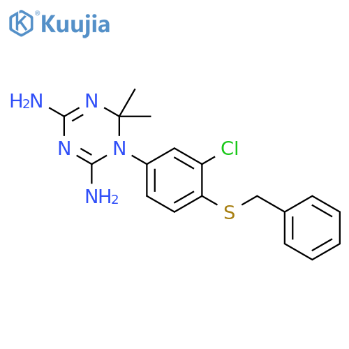 1,3,5-Triazine-2,4-diamine, 1-[3-chloro-4-[(phenylmethyl)thio]phenyl]-1,6-dihydro-6,6-dimethyl- structure