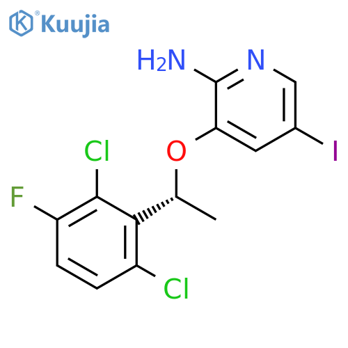 5-iodo-3-[(R) 1-(2.6-dichloro-3-fluoro-phenyl)-ethoxy]-pyridin-2-ylamine structure