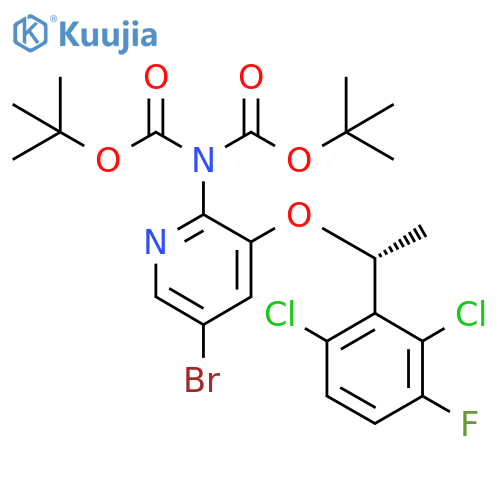 (R)-5-Bromo-N,N-bis-(tert-butoxycarbonyl)-3-(1-(2,6-dichloro-3-fluorophenyl)ethoxy)pyridin-2-amine structure