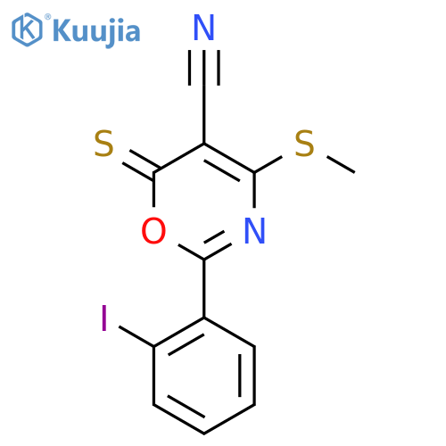 6H-1,3-Oxazine-5-carbonitrile, 2-(2-iodophenyl)-4-(methylthio)-6-thioxo- structure