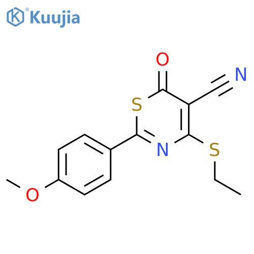 6H-1,3-Thiazine-5-carbonitrile, 4-(ethylthio)-2-(4-methoxyphenyl)-6-oxo- structure