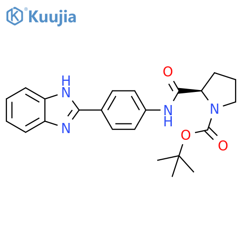 1-Pyrrolidinecarboxylic acid,2-[[[4-(1H-benzimidazol-2-yl)phenyl]amino]carbonyl]-, 1,1-dimethylethylester, (2R)- structure