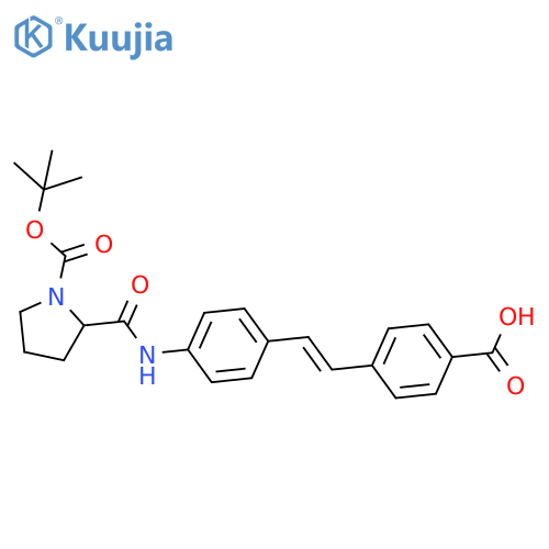 1-Pyrrolidinecarboxylic acid,2-[[[4-[(1E)-2-(4-carboxyphenyl)ethenyl]phenyl]amino]carbonyl]-,1-(1,1-dimethylethyl) ester, (2R)- structure