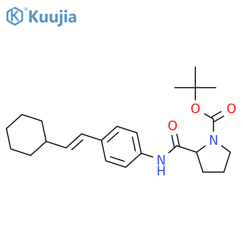 1-Pyrrolidinecarboxylic acid,2-[[[4-[(1E)-2-cyclohexylethenyl]phenyl]amino]carbonyl]-,1,1-dimethylethyl ester, (2R)- structure