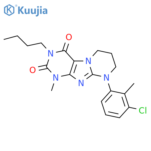 3-butyl-9-(3-chloro-2-methylphenyl)-1-methyl-1H,2H,3H,4H,6H,7H,8H,9H-pyrimido1,2-gpurine-2,4-dione structure