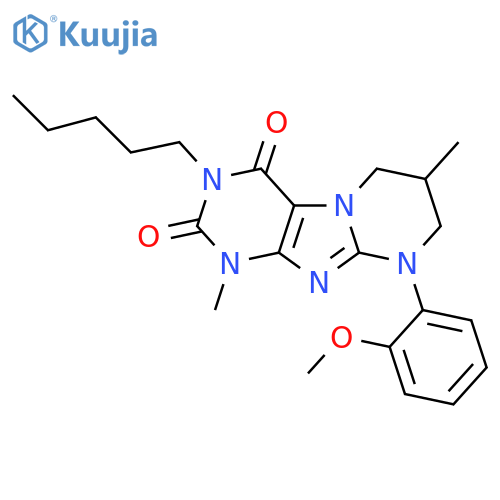 9-(2-methoxyphenyl)-1,7-dimethyl-3-pentyl-1H,2H,3H,4H,6H,7H,8H,9H-pyrimido1,2-gpurine-2,4-dione structure