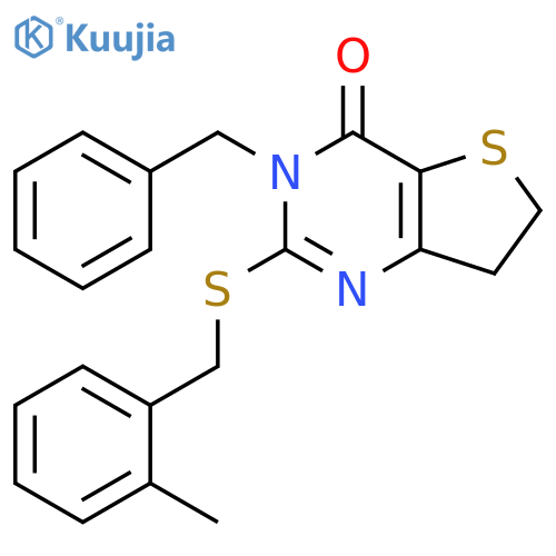 3-benzyl-2-{(2-methylphenyl)methylsulfanyl}-3H,4H,6H,7H-thieno3,2-dpyrimidin-4-one structure