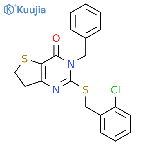 3-benzyl-2-{(2-chlorophenyl)methylsulfanyl}-3H,4H,6H,7H-thieno3,2-dpyrimidin-4-one structure
