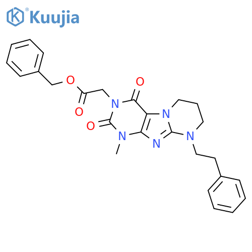 benzyl 2-1-methyl-2,4-dioxo-9-(2-phenylethyl)-1H,2H,3H,4H,6H,7H,8H,9H-pyrimido1,2-gpurin-3-ylacetate structure