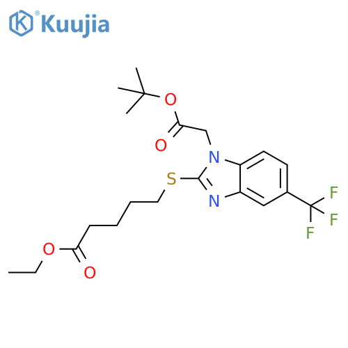 1H-Benzimidazole-1-acetic acid,2-[(5-ethoxy-5-oxopentyl)thio]-5-(trifluoromethyl)-, 1,1-dimethylethyl ester structure