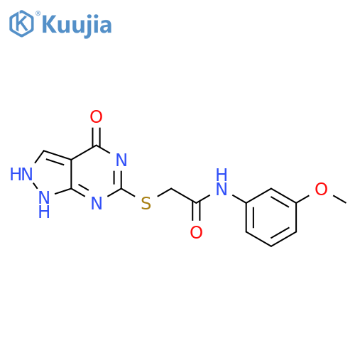 N-(3-methoxyphenyl)-2-({4-oxo-1H,4H,5H-pyrazolo3,4-dpyrimidin-6-yl}sulfanyl)acetamide structure