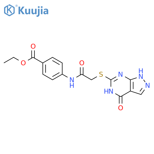ethyl 4-2-({4-oxo-1H,4H,5H-pyrazolo3,4-dpyrimidin-6-yl}sulfanyl)acetamidobenzoate structure