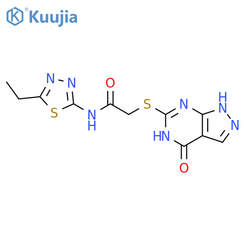 N-(5-ethyl-1,3,4-thiadiazol-2-yl)-2-({4-oxo-1H,4H,5H-pyrazolo3,4-dpyrimidin-6-yl}sulfanyl)acetamide structure