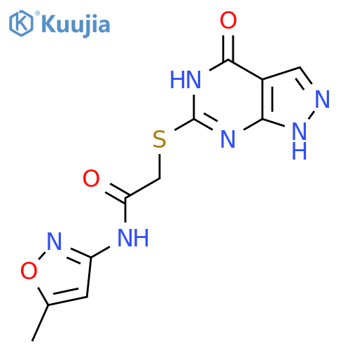 N-(5-methyl-1,2-oxazol-3-yl)-2-({4-oxo-1H,4H,5H-pyrazolo3,4-dpyrimidin-6-yl}sulfanyl)acetamide structure