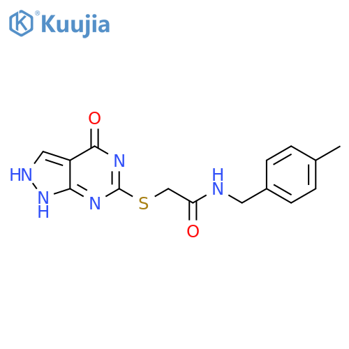 N-(4-methylphenyl)methyl-2-({4-oxo-1H,4H,5H-pyrazolo3,4-dpyrimidin-6-yl}sulfanyl)acetamide structure