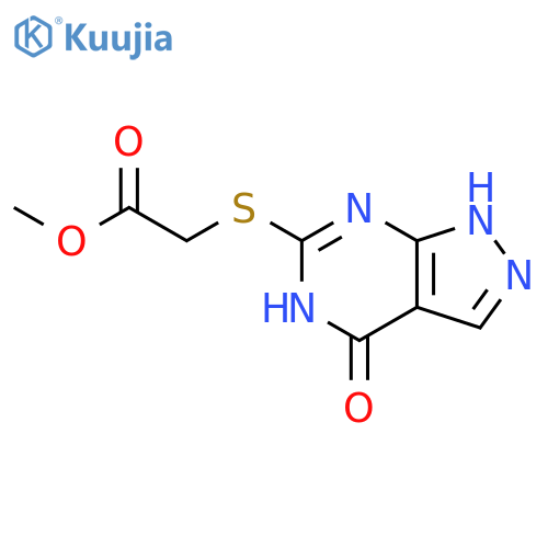 methyl 2-({4-oxo-1H,4H,5H-pyrazolo3,4-dpyrimidin-6-yl}sulfanyl)acetate structure