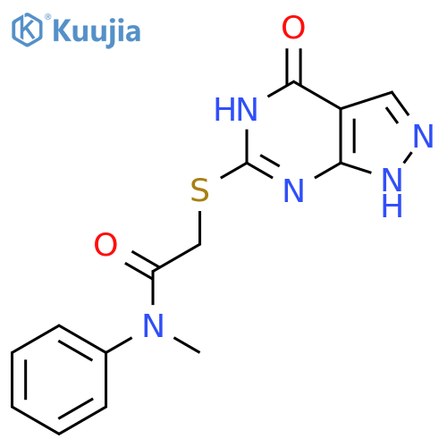 N-methyl-2-({4-oxo-1H,4H,5H-pyrazolo3,4-dpyrimidin-6-yl}sulfanyl)-N-phenylacetamide structure