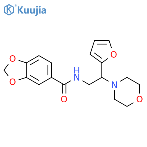 N-2-(furan-2-yl)-2-(morpholin-4-yl)ethyl-2H-1,3-benzodioxole-5-carboxamide structure