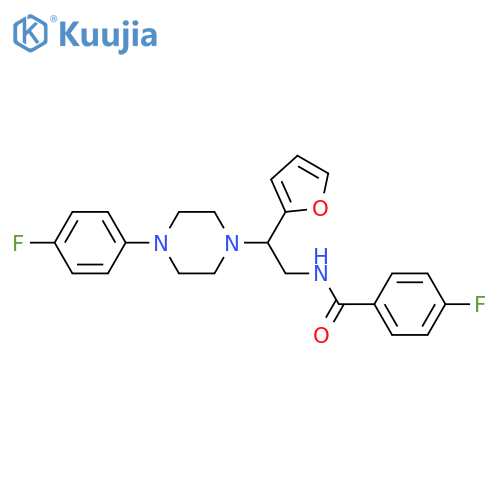 4-fluoro-N-{2-4-(4-fluorophenyl)piperazin-1-yl-2-(furan-2-yl)ethyl}benzamide structure