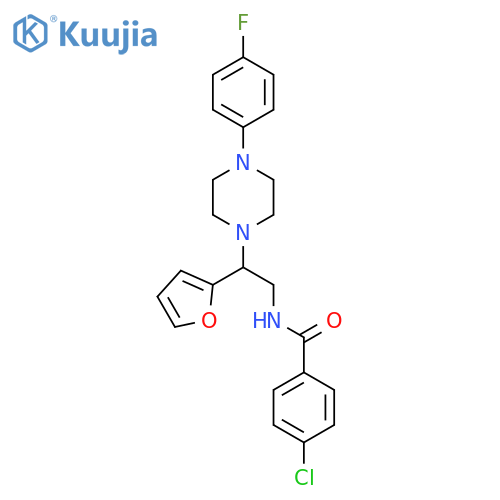 4-chloro-N-{2-4-(4-fluorophenyl)piperazin-1-yl-2-(furan-2-yl)ethyl}benzamide structure