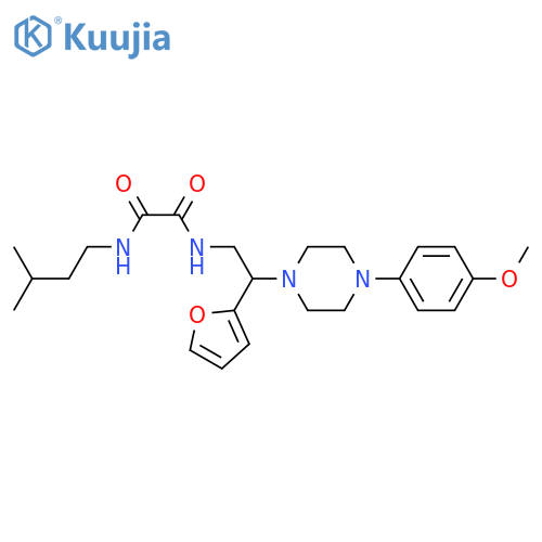 N'-2-(furan-2-yl)-2-4-(4-methoxyphenyl)piperazin-1-ylethyl-N-(3-methylbutyl)ethanediamide structure