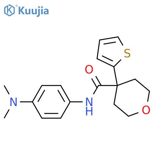 N-4-(dimethylamino)phenyl-4-(thiophen-2-yl)oxane-4-carboxamide structure