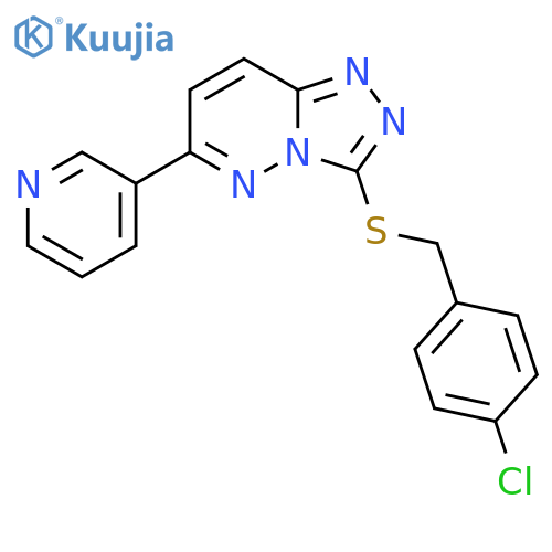 3-(3-{(4-chlorophenyl)methylsulfanyl}-1,2,4triazolo4,3-bpyridazin-6-yl)pyridine structure
