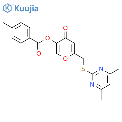 6-{(4,6-dimethylpyrimidin-2-yl)sulfanylmethyl}-4-oxo-4H-pyran-3-yl 4-methylbenzoate structure
