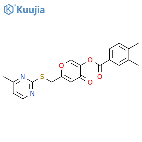 6-{(4-methylpyrimidin-2-yl)sulfanylmethyl}-4-oxo-4H-pyran-3-yl 3,4-dimethylbenzoate structure