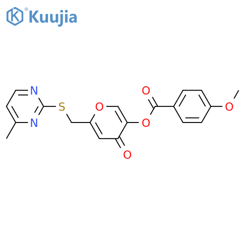 6-{(4-methylpyrimidin-2-yl)sulfanylmethyl}-4-oxo-4H-pyran-3-yl 4-methoxybenzoate structure