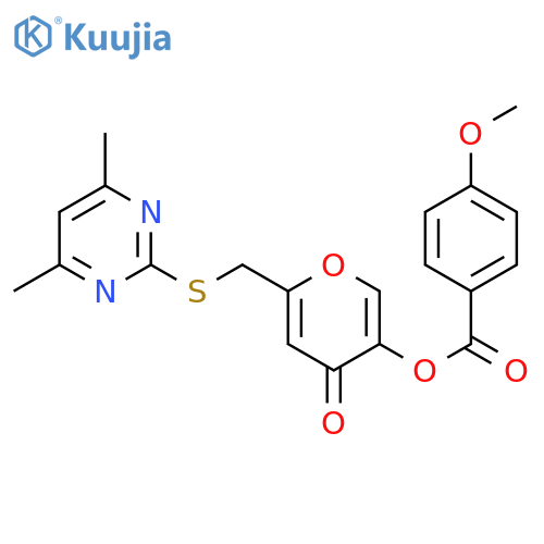 6-{(4,6-dimethylpyrimidin-2-yl)sulfanylmethyl}-4-oxo-4H-pyran-3-yl 4-methoxybenzoate structure