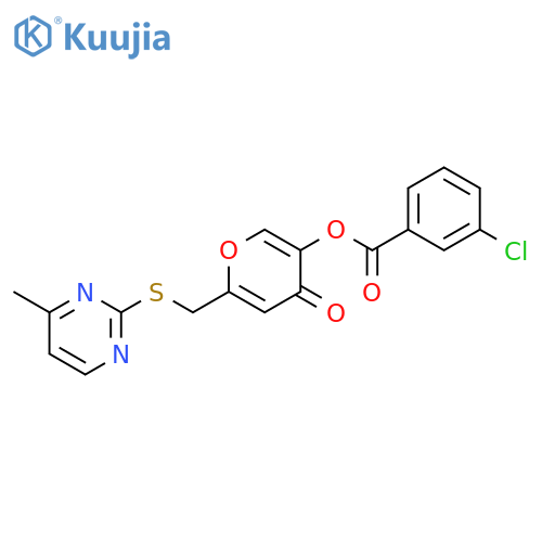 6-{(4-methylpyrimidin-2-yl)sulfanylmethyl}-4-oxo-4H-pyran-3-yl 3-chlorobenzoate structure