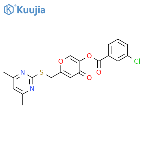 6-{(4,6-dimethylpyrimidin-2-yl)sulfanylmethyl}-4-oxo-4H-pyran-3-yl 3-chlorobenzoate structure