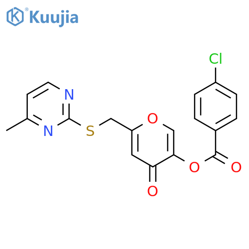 6-{(4-methylpyrimidin-2-yl)sulfanylmethyl}-4-oxo-4H-pyran-3-yl 4-chlorobenzoate structure