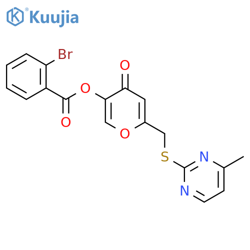 6-{(4-methylpyrimidin-2-yl)sulfanylmethyl}-4-oxo-4H-pyran-3-yl 2-bromobenzoate structure