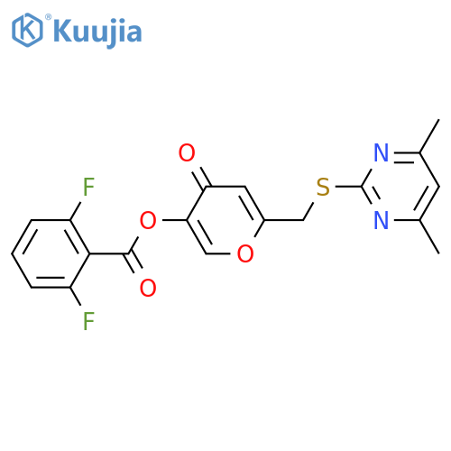 6-{(4,6-dimethylpyrimidin-2-yl)sulfanylmethyl}-4-oxo-4H-pyran-3-yl 2,6-difluorobenzoate structure