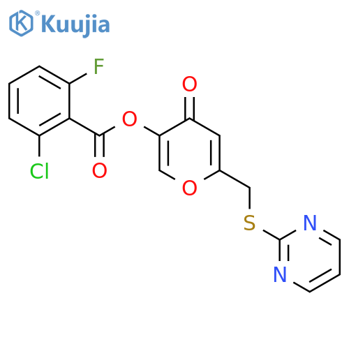 [4-Oxo-6-(pyrimidin-2-ylsulfanylmethyl)pyran-3-yl] 2-chloro-6-fluorobenzoate structure