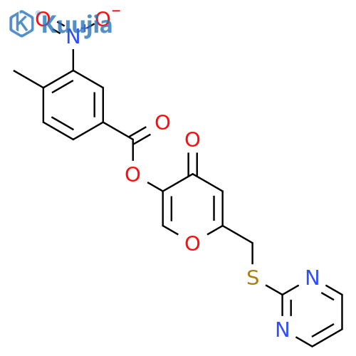 4-oxo-6-(pyrimidin-2-ylsulfanyl)methyl-4H-pyran-3-yl 4-methyl-3-nitrobenzoate structure