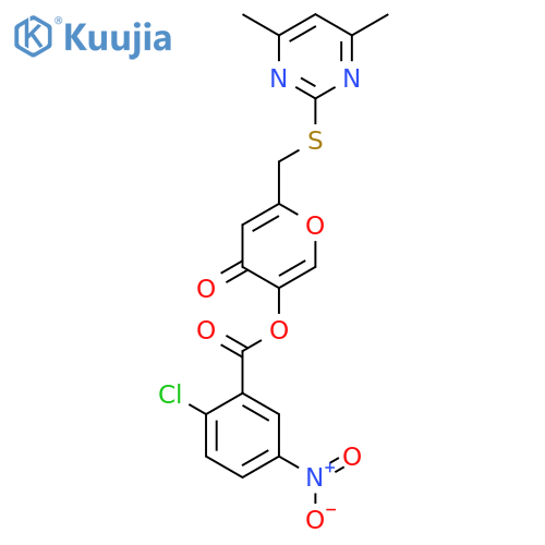 6-{(4,6-dimethylpyrimidin-2-yl)sulfanylmethyl}-4-oxo-4H-pyran-3-yl 2-chloro-5-nitrobenzoate structure