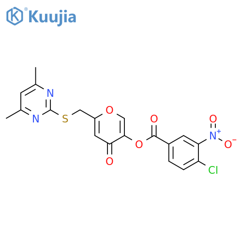 6-{(4,6-dimethylpyrimidin-2-yl)sulfanylmethyl}-4-oxo-4H-pyran-3-yl 4-chloro-3-nitrobenzoate structure