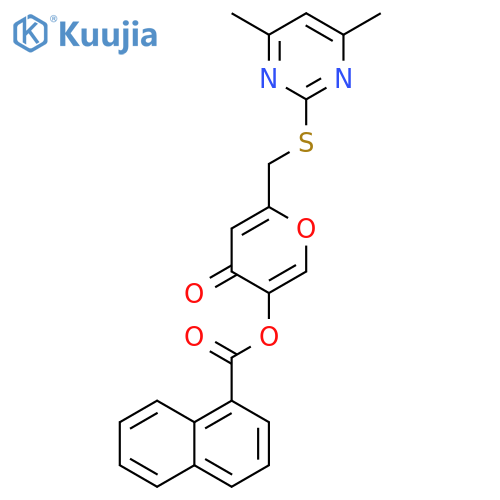 6-{(4,6-dimethylpyrimidin-2-yl)sulfanylmethyl}-4-oxo-4H-pyran-3-yl naphthalene-1-carboxylate structure