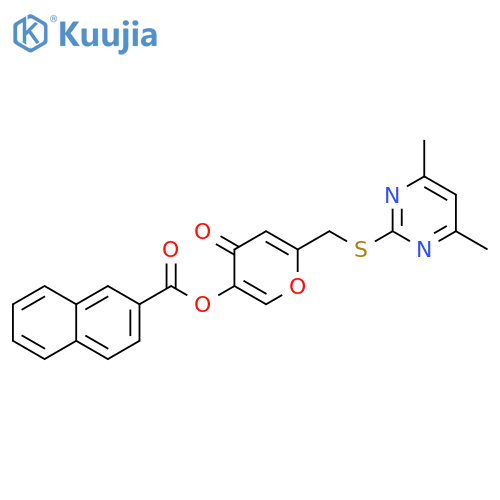 6-{(4,6-dimethylpyrimidin-2-yl)sulfanylmethyl}-4-oxo-4H-pyran-3-yl naphthalene-2-carboxylate structure
